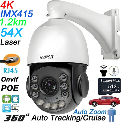 Beveiligingscamera – Camerabewaking – Bewakingscamera – IP-camera – PTZ Camera – 4K 8MP Resolutie – 54x Optische Zoom & Automatische Tracking