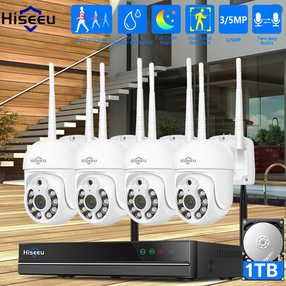 16-kanaals IP Beveiligingscamera Set – Draadloos CCTV Systeem – PTZ Beveiligingscamera – Wifi Beveiligingscamera – 5MP Bewakingscamera – Nachtzicht – Automatische Bewegingsdetectie - QUORE