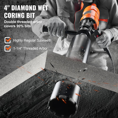 SucceBuy 1500W 4in Bit Diamond Core Drill Machine Handheld Concrete Core Drill Rig Wet Stepless Speed Electric Drilling Machine