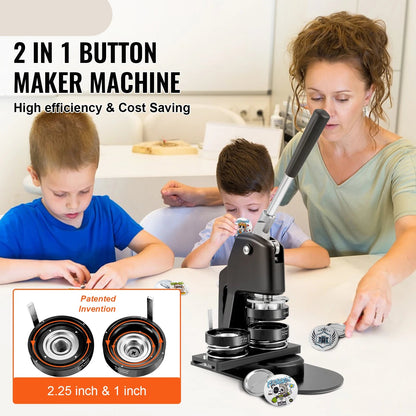 Button Maker - Buttonmachine - Pin Maker - Badge Maker Machine - 32mm & 58mm om Zelf Buttons te Maken - met 500 Gratis Onderdelen - Knopenmakermachine -Zwart
