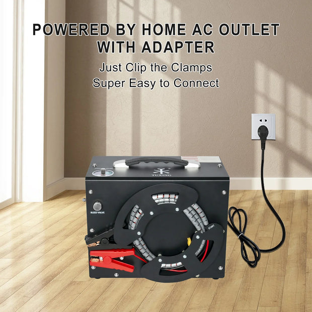 Compressor - Air Compressor - Air Compressor Tire Inflator - Airpress Compressor - 300Bar 4500Psi PCP - 220V - with built-in 12V portable power adapter Fan