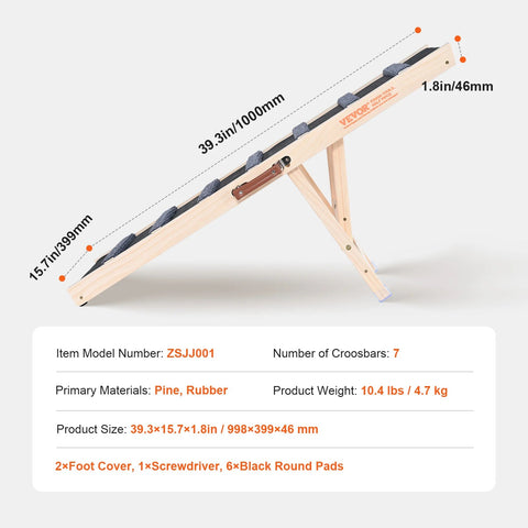 Ladder - Hondentrap - Hondenladder - Antislip - Oprijplaat -Hondenladder - Trap Hond - 39 Inch - Hoge Verstelbare Houten Oprijplaat Afneembaar - voor Kleine Oude Hond