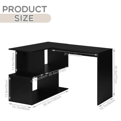 Computer Bureau - L-Vorm - Gaming Bureau - Gaming Tafel - Computer Tafel - Hoekbureau - 100x40x77cm - Laptoptafel - Ruimte voor Boeken - en Documenten - Wit