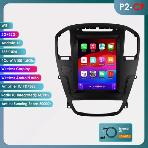 CarPlay - Multimedia Autoradio - CarPlay Scherm - Autoradio - Android Automultimedia - P2-CP(4Core 2G 32G) - voor Opel Insignia Buick Regal 2008-2013 - Hoofdeenheid 9,7” Autoradio