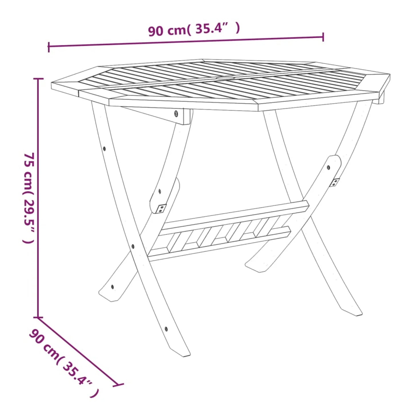 Opvouwbare Tuinset – Houten Tuinmeubel – Balkonset – Terrasmeubels – Massief Acaciahout – Parasolstandaard – Ruimtebesparend Design