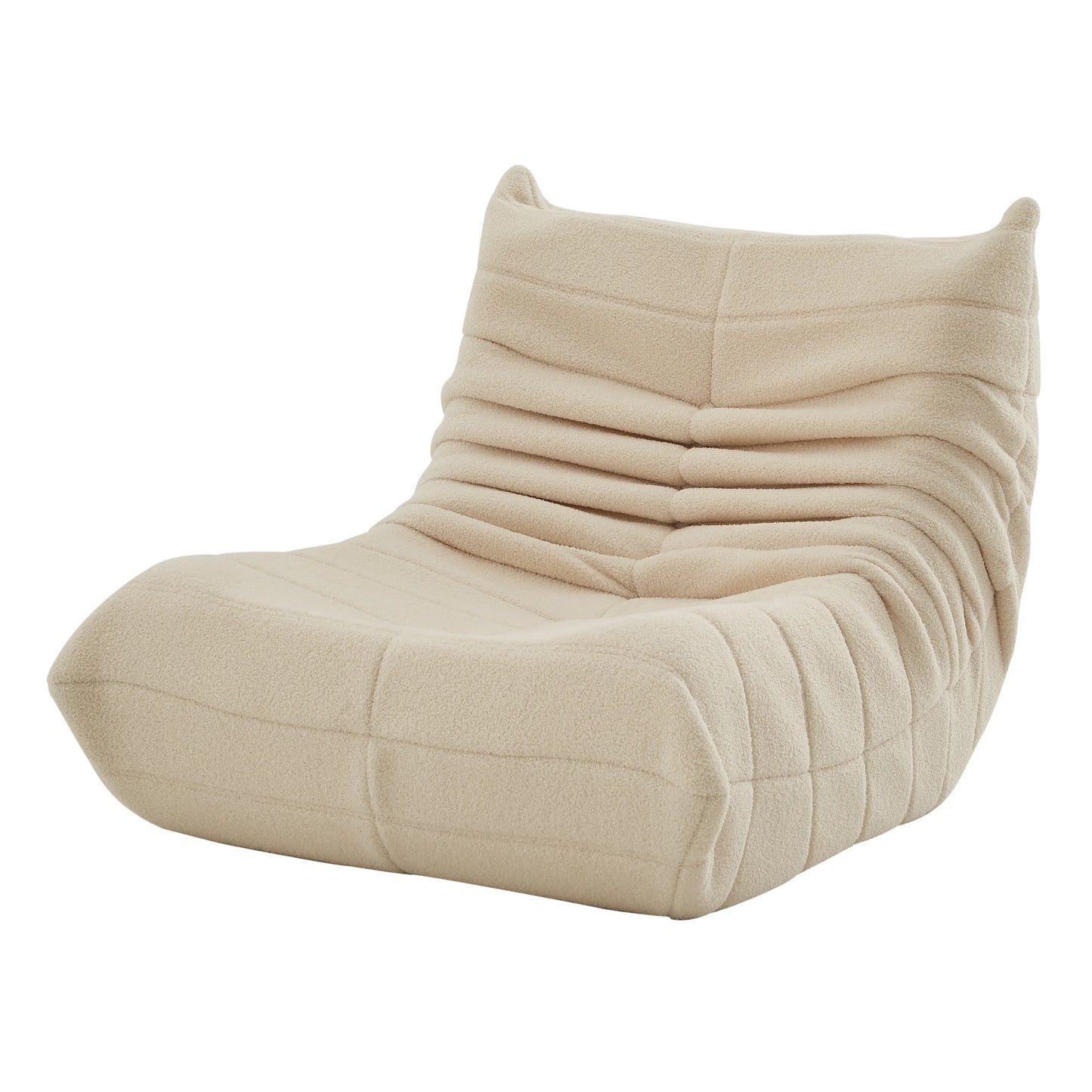 Vloerzitzak – Zitzak – Loungestoel – Poef – Bodemstoel – Beige – Teddyvelours – Ergonomisch Met High-Density Schuimvulling