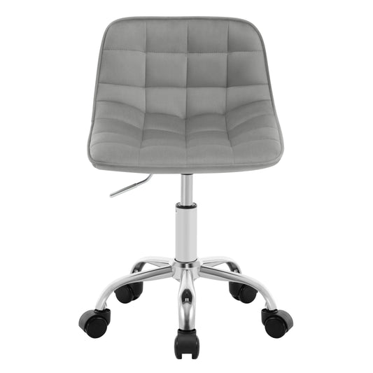 Stoel - Bureaustoel - Eetkamerstoelen - Verstelbare Hoogte - Comfortabele - Rugleuning - 360° Rotatie - Kantoor - Make-up - Lichtgrijs Fluweel