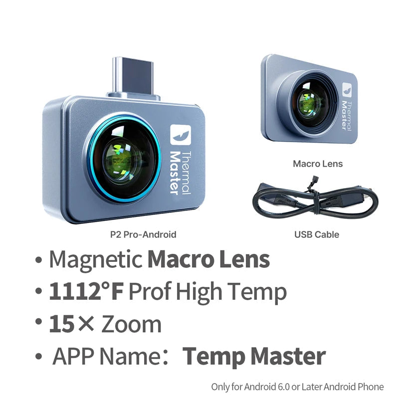 Warmtebeeldcamera – Thermische Camera – Infraroodcamera – Temperatuurmeter – Compact – 256x192 Resolutie – Temperatuurbereik -20°C Tot 600°C