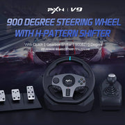 Gaming Steering Wheel PXN V9 Volante PC Gaming Racing Wheel for PC Windows 7/8/10/11/PS4/PS3/Switch/Xbox One/Xbox Series X/S - QUORE