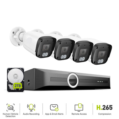 Beveiligingscamera Systeem – IP Camera – CCTV Set – Video Bewaking – Surveillance Kit – 5MP Resolutie – Smart IR Nachtzicht tot 30 Meter