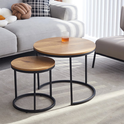 Salontafel Rond - Scandinavische Salontafel 2 In 1 - Ronde Theetafel - Theetafelset - Theetafel Modern -Bijzettafel - Set - Woonkamer.