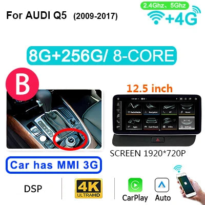 Draadloos CarPlay Android 14 Multimedia Systeem – Auto Radio Navigatie Stereosysteem – Touchscreen Infotainment – GPS Bluetooth Wifi 4G LTE – 12,3 Inch Scherm – Plug & Play Installatie