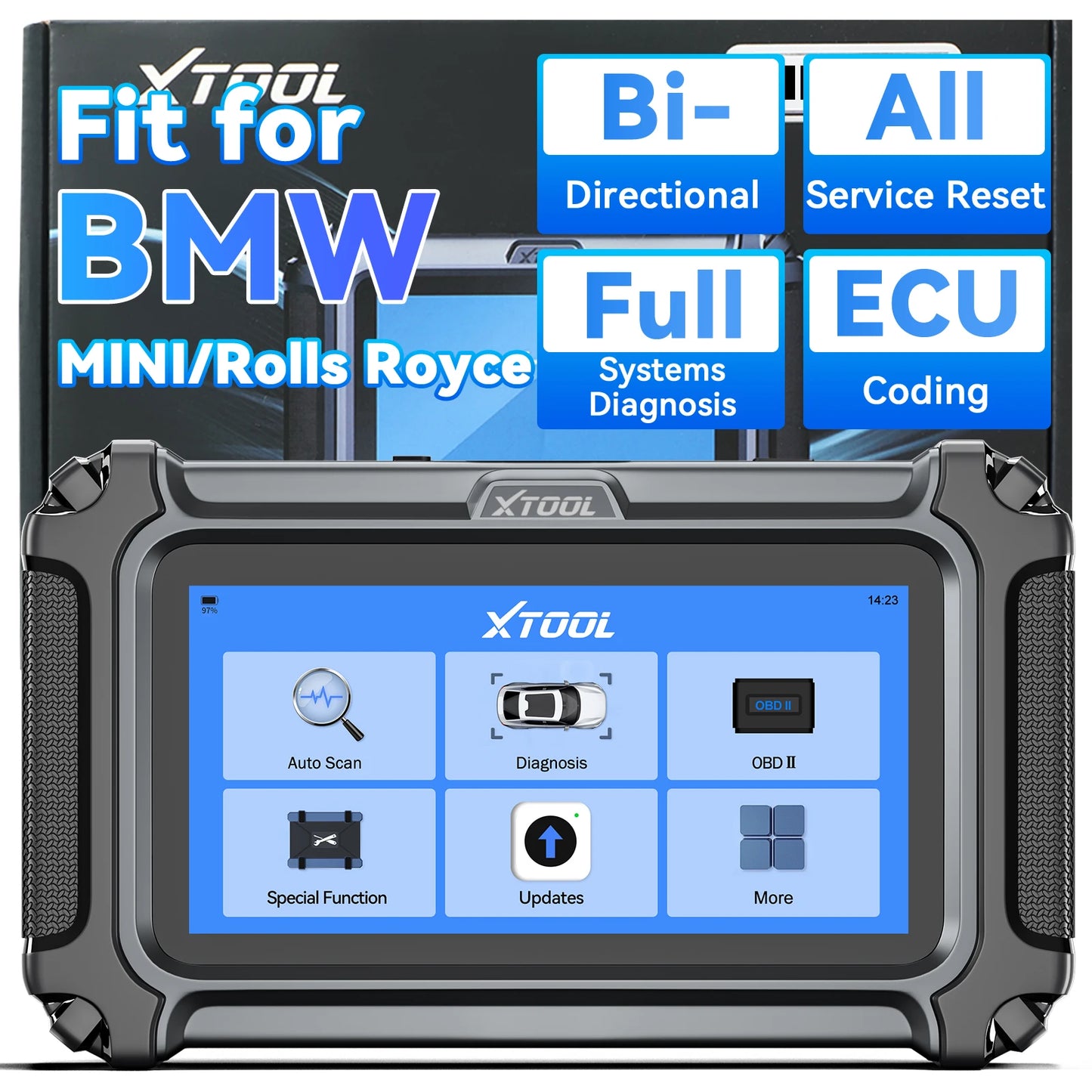 Autodiagnose Scanner – Diagnoseapparaat – OBD2 Scanner – Foutcode Uitlezer – ECU Codering – Bidirectionele Test – 23+ Resetfuncties – Levenslange Gratis Updates - QUORE