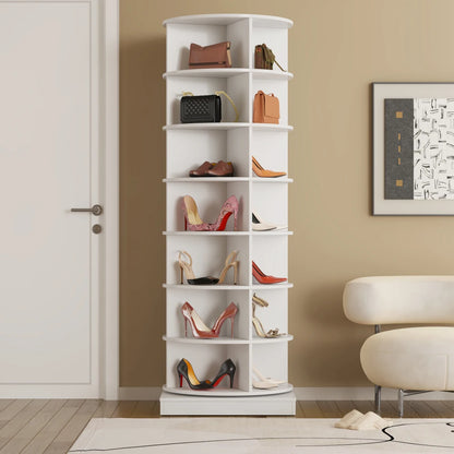 Schoenenkast – Schoenopberger – Schoenenrek – Schoenenkast Draaibaar – Schoenmeubel – 360° Draaimechanisme – Compact Formaat Wit