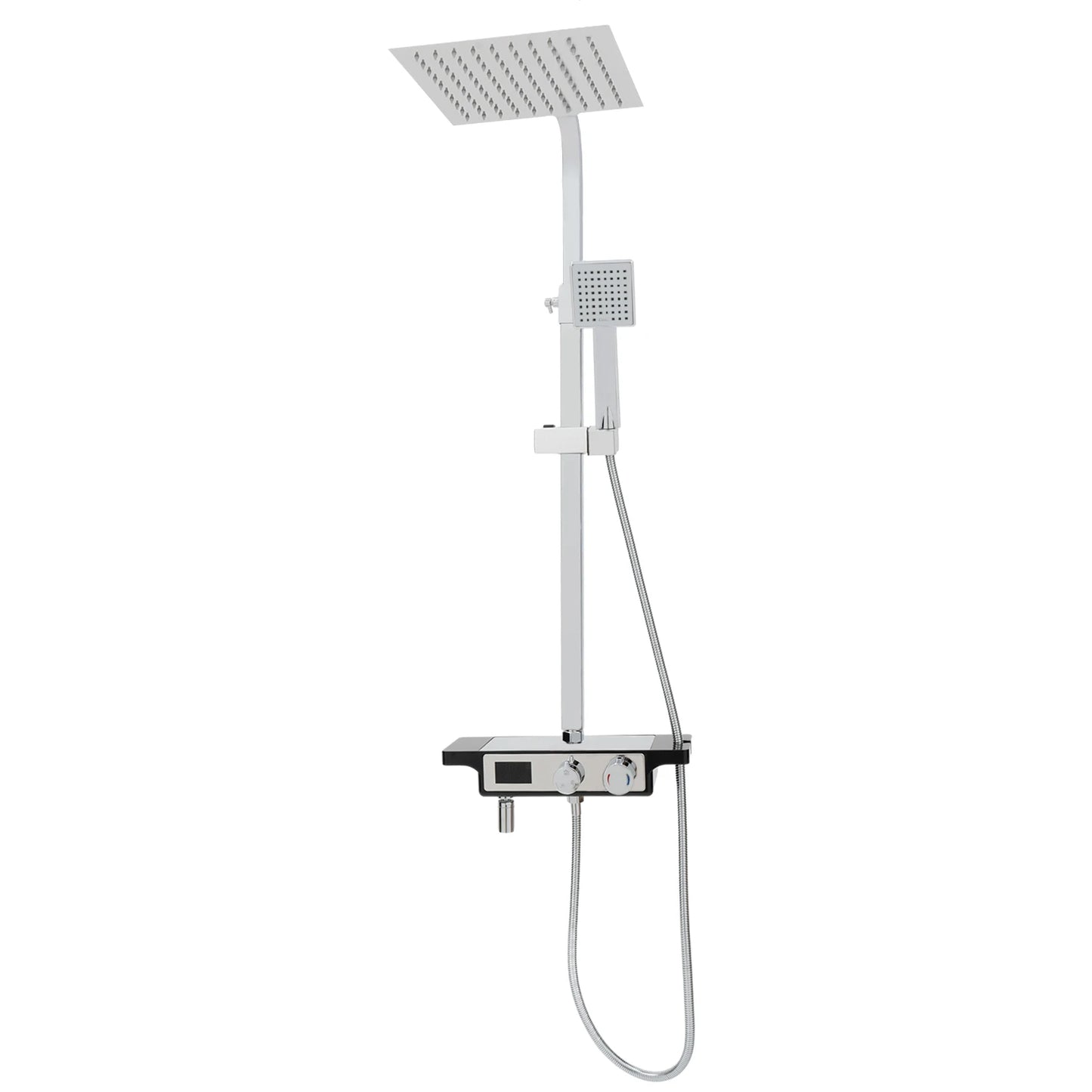 Douche - Regendouche - Douchewand - Douchekolom - Douchepanelen - Thermostatische Regendouche met Digitale Display - Slim & Stijlvol Douchesysteem - Chroom - Zilver