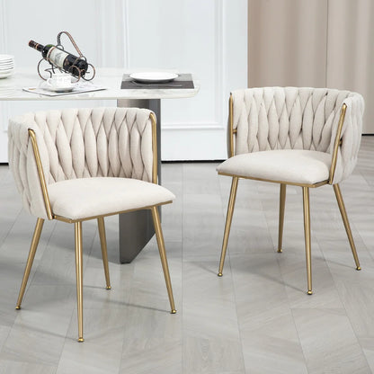 Eetkamerstoelen – Stoelen – Zitkamer Stoelen – Woonkamer Stoelen – Keuken Stoelen – Metalen Frame – Linnen Bekleding