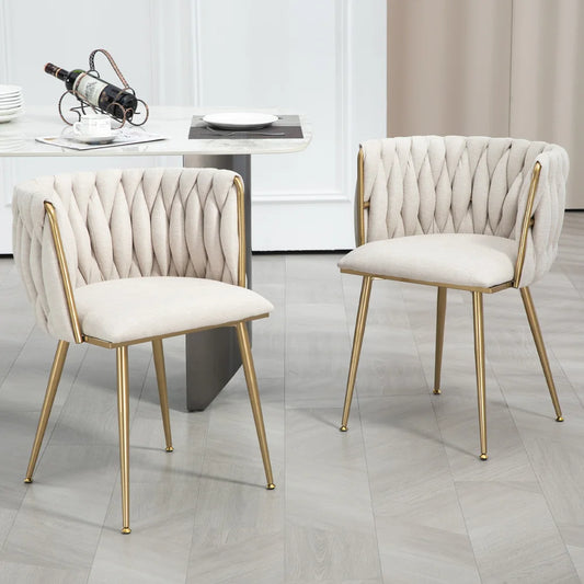Eetkamerstoelen – Stoelen – Zitkamer Stoelen – Woonkamer Stoelen – Keuken Stoelen – Metalen Frame – Linnen Bekleding