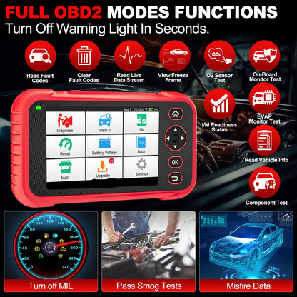CRP129E Plus Auto Diagnosetool – OBD2 Scanner – Code Reader – Foutcode Uitlezer – Diagnose Scanner – 8 Resetfuncties – 5 Inch Kleuren Display