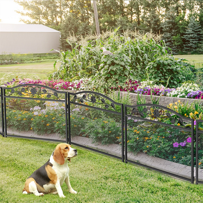 Hondenren – Hondenhok – Hondenkennel – Hondenafzetting – Speelren – 8 Metalen Panelen – Roestbestendig Materiaal - 190 x 63 x 80 cm - Zwart