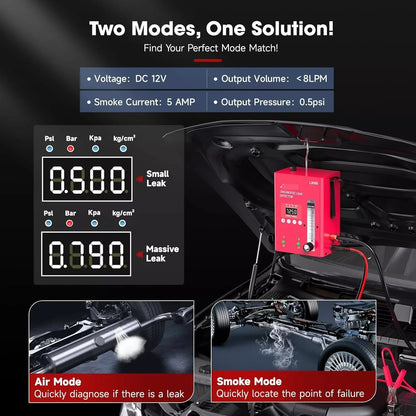 Rookmachine Voor Auto's – Rooktester – Lekdetector – Rookgenerator – Rookapparaat – Digitale Drukmeter – Temperatuurbeveiliging