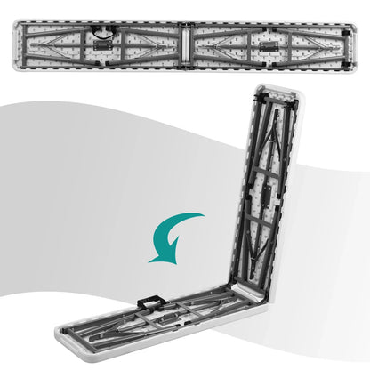 Opvouwbare Kunststof Bank - 2 Stuks Opvouwbare Kunststof Bank met Handvat - Voor Tuin - Camping & Balkon - Draagbare kruk -  183x28x43 cm - Wit - Voor Tuin, Camping & Binnengebruik