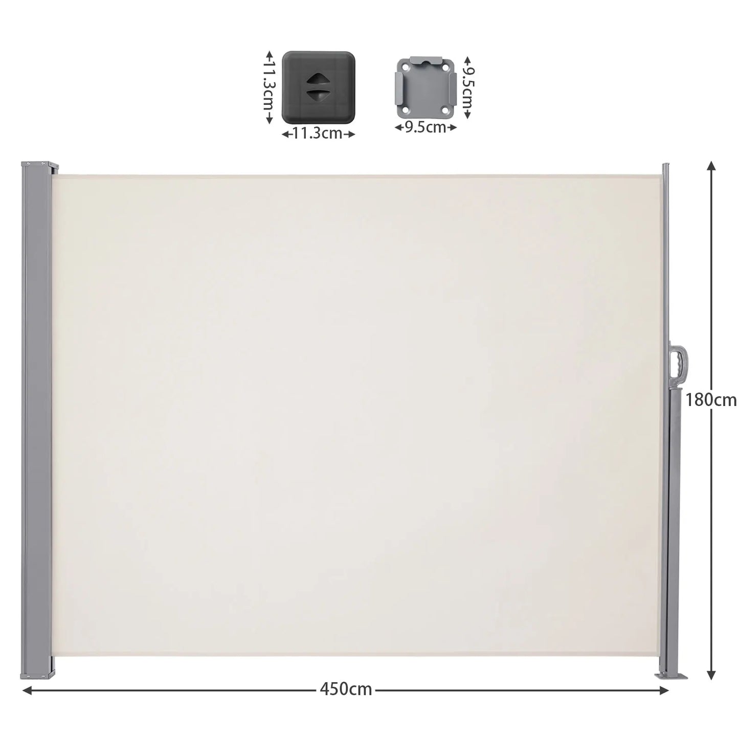 Uitschuifbare Zijwand – Buitenwand – Privacy Scherm – Windscherm – Zonwering – Stevig Gepoedercoat Ijzer – Waterafstotende Polyester Stof