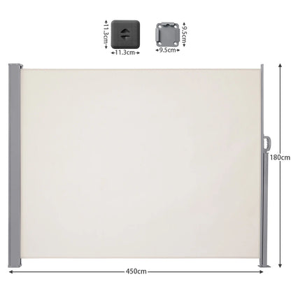 Uitschuifbare Zijwand – Buitenwand – Privacy Scherm – Windscherm – Zonwering – Stevig Gepoedercoat Ijzer – Waterafstotende Polyester Stof