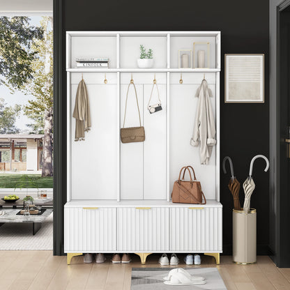 Multifunctionele Kledingkastset - Laden - Kledinghaken - Modern design met Mydraulische - Scharnieren en Praktische - Opbergruimte - 192 cm - Wit