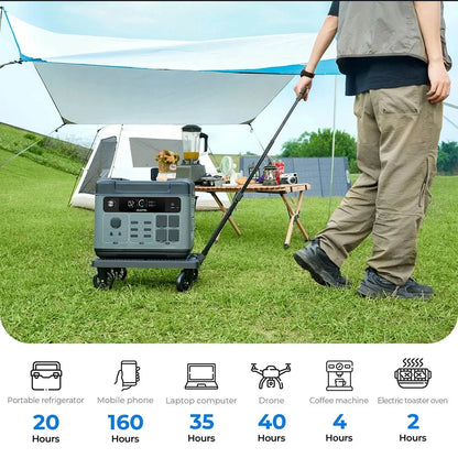 Draagbare Powerstation – Mobiele Energiebron – Noodstroom – Outdoor Accu – 2048Wh Capaciteit – 2400W Output