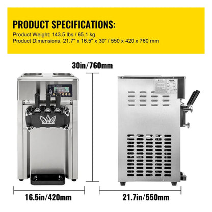 Softijsautomaat – IJsautomaat – Softijsmachine – IJscreatie Machine – 18 Liter Per Uur – 1200W Compressor