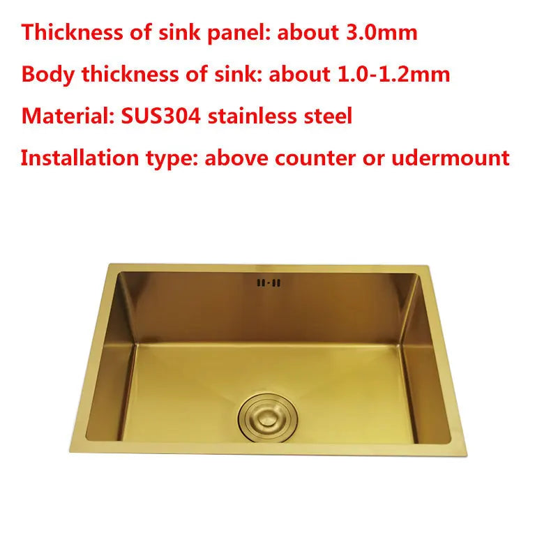 Gouden Wastafel – Badkamermeubel Wastafel – Inbouw Wastafel – Opbouw Wastafel – Spoelbak – 55x40 cm – Roestvrij Staal 304 – Stijlvolle Afwerking