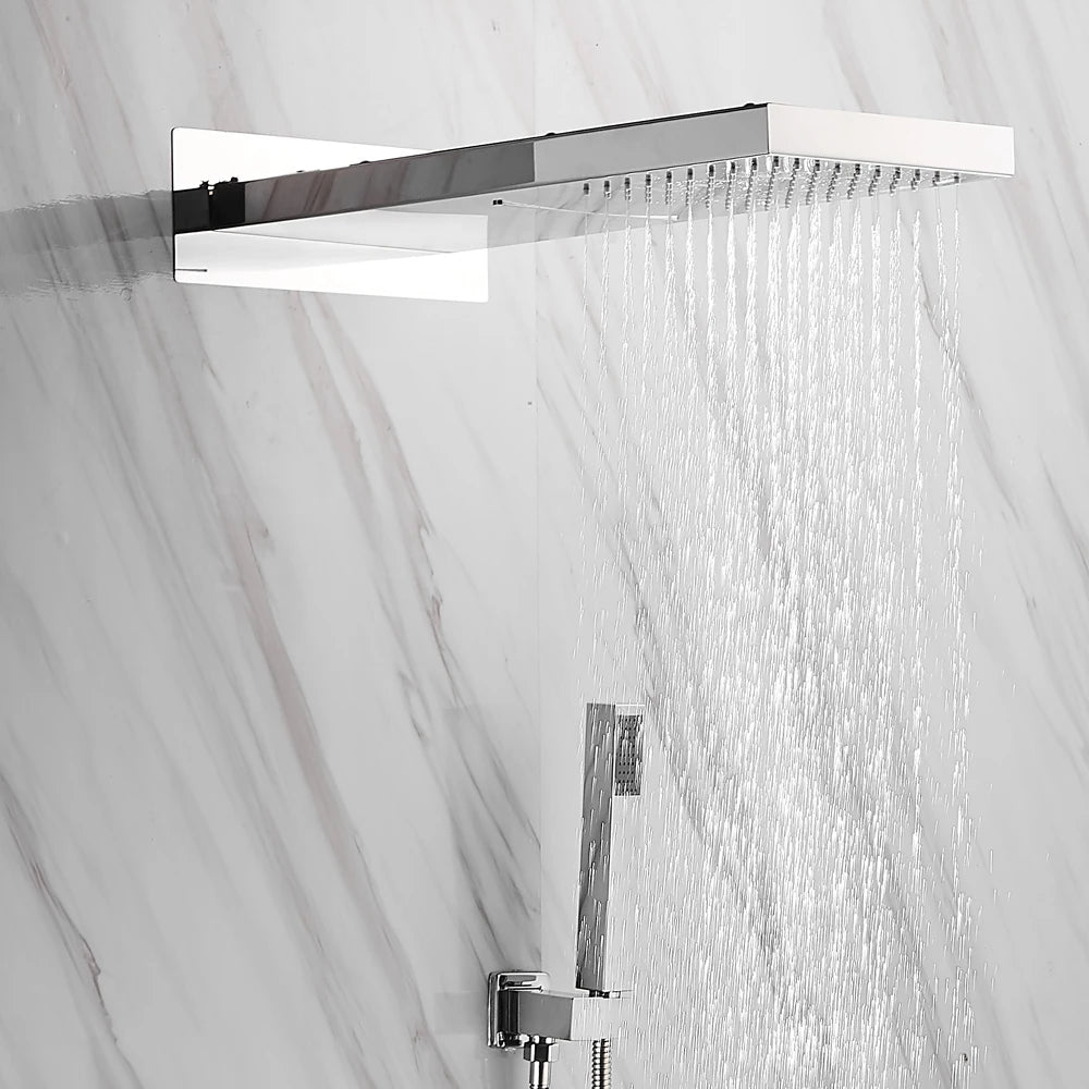 Douche - Regendouche - Douchewand - Douchekolom - Douchepanelen - Inbouw Digitale Douche Set - 3-Weg Thermostatische Regendouche met LED Display - Zilver