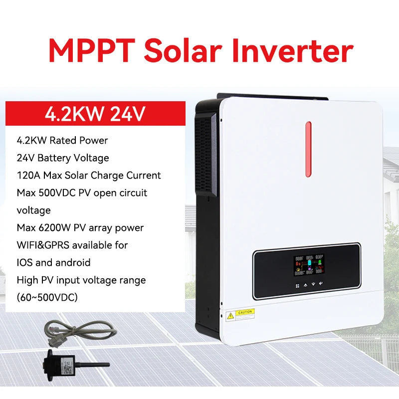 Zonne-omvormer – Hybride Omvormer – Solar Inverter – MPPT Laadregelaar – Pure Sinusgolf – 6,2 kW Vermogen – 120A MPPT Controller – 48V DC – Wifi Monitoring - QUORE