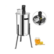 Honing Extractor - 2-4 Frame - Handmatig - Roestvrij Staal - Honingslinger voor Imkers - Honingraat Spinner - Crank Honing Centrifuge - Bijenteelt Apparatuur - Zilver