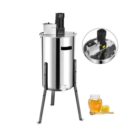 Honing Extractor - 2-4 Frame - Handmatig - Roestvrij Staal - Honingslinger voor Imkers - Honingraat Spinner - Crank Honing Centrifuge - Bijenteelt Apparatuur - Zilver