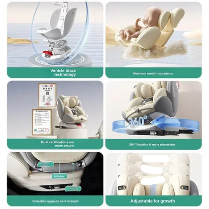 Baby Autostoel - Autostoeltjes - Autostoel Kinderen - Veiligheidszitje - 360° Draaibaar - Verstelbare Kinderautostoel - ISOFIX Bevestiging - Grijs met Zonnescherm