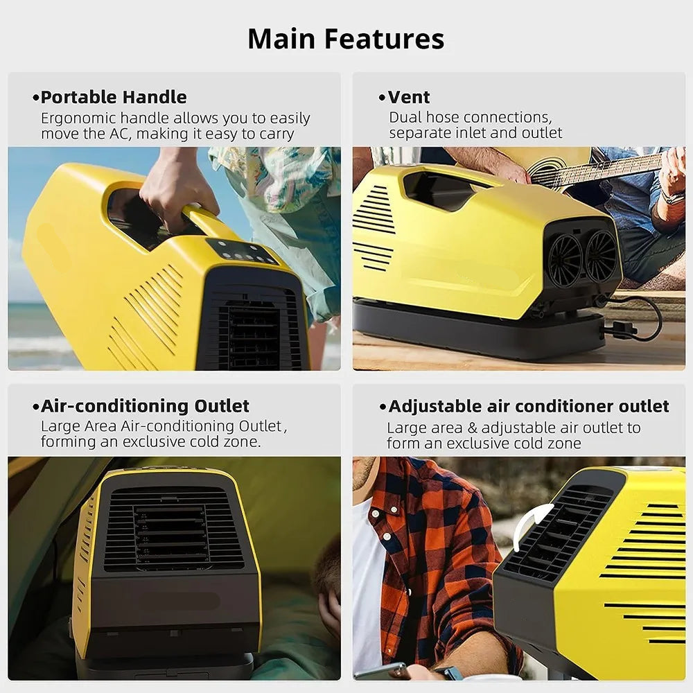 Mobiele Airconditioner – Draagbare Airco – Outdoor Koeling – Compacte Klimaatbeheersing – Lichtgewicht 6,5 Kg – 2380 BTU - 43 dB Geluid – Meerdere Modi