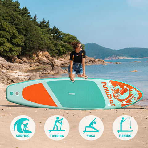 SUP Board - Opblaasbaar Paddle Board - Complete Set - Max. 135KG - 320x81cm - Pastelgroen - QUORE