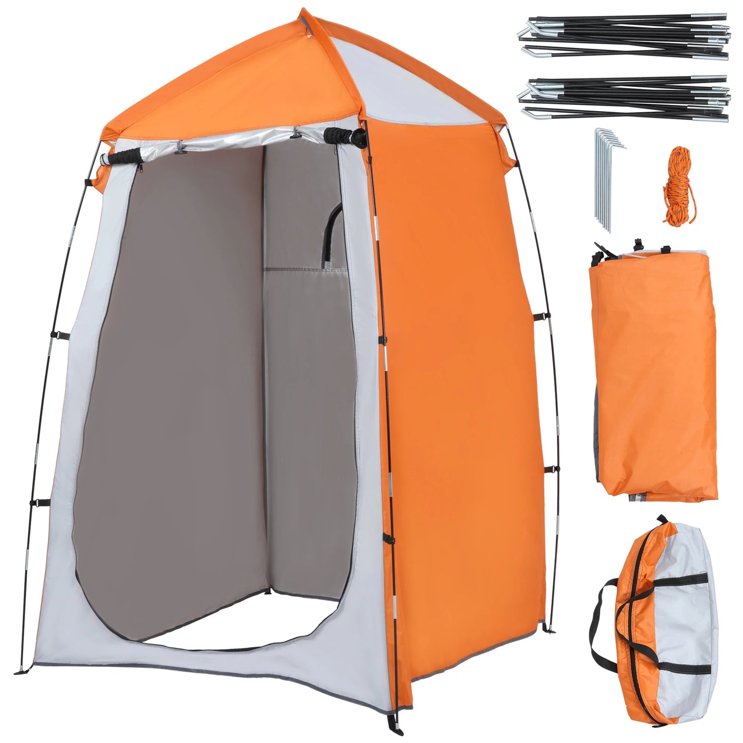 Draagbare - Camping - Douche - Tent  - UV25 - Bescherming - Privé - Badkamer - Kleedruimte - Met - Raam - En - Draagtas - 123x121x198cm - Oranje - QUORE