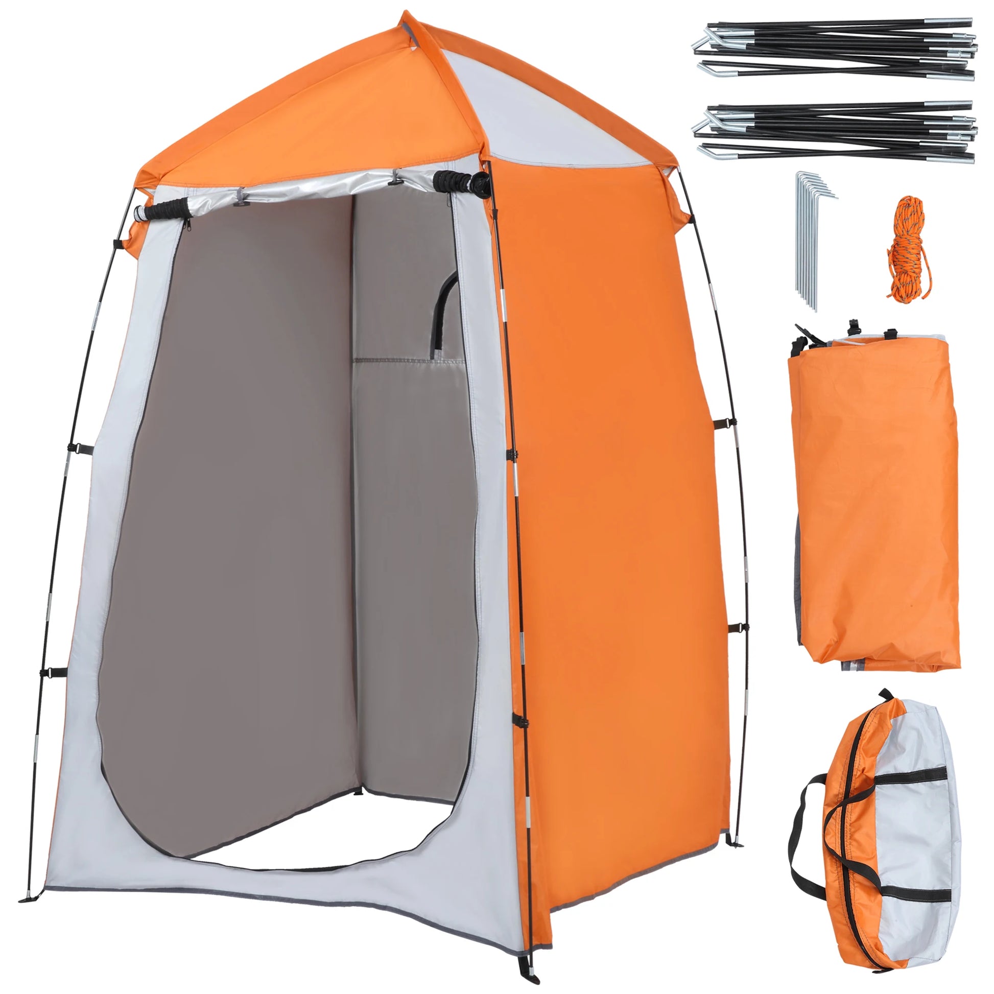 Draagbare - Camping - Douche - Tent  - UV25 - Bescherming - Privé - Badkamer - Kleedruimte - Met - Raam - En - Draagtas - 123x121x198cm - Oranje - QUORE