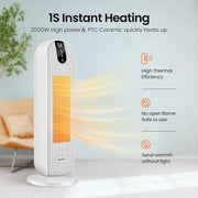 Sejoy - Heater - Electric heater - Silent electric heater - 3 positions 90° oscillating - Overheating protection - Tilt protection - White