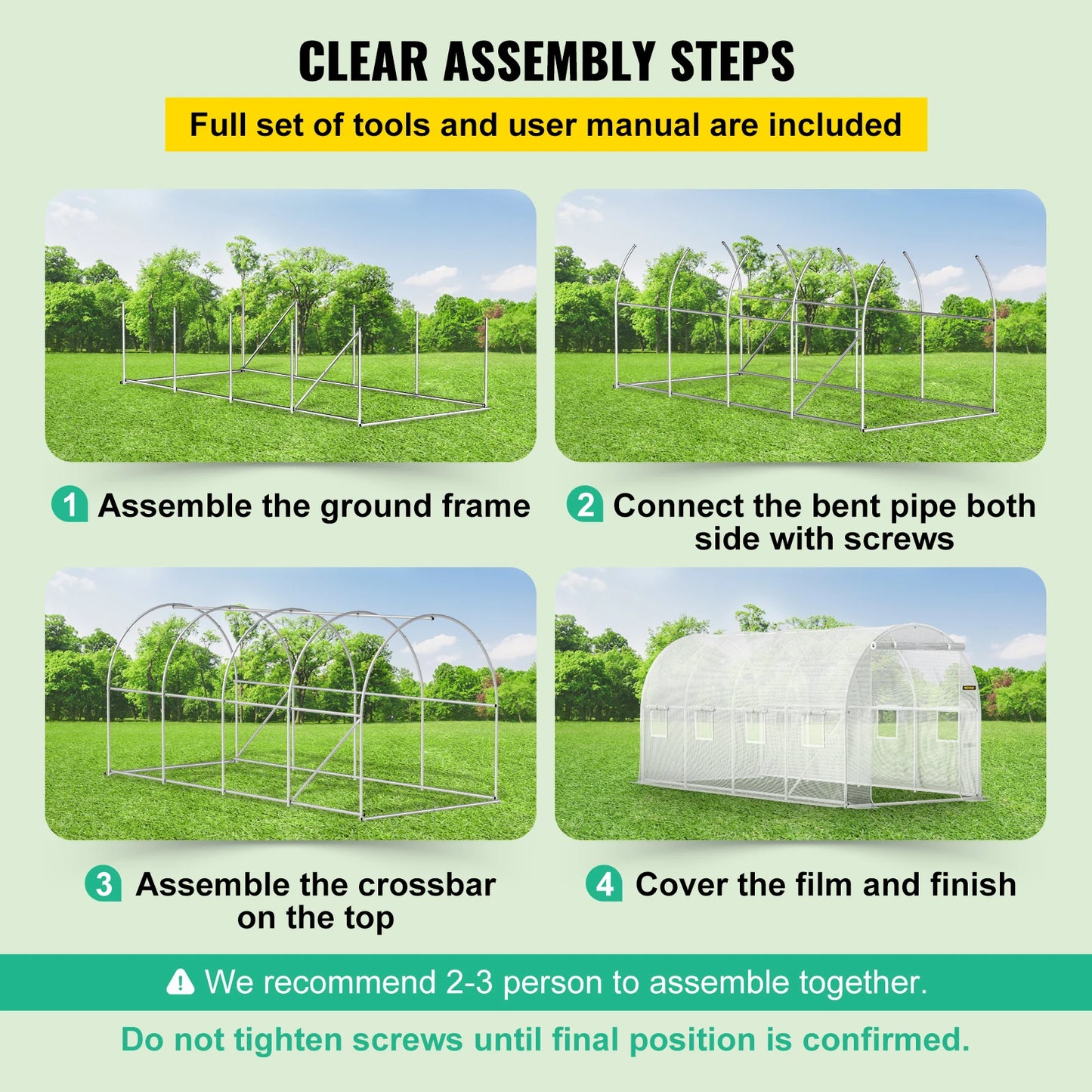 VEVOR Walk-in Tunnel Greenhouse Portable Plant Hot House with Galvanized Frame & Waterproof Cover For Protecting Plants Grow