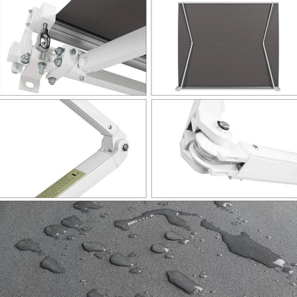 Luifel Zonnescherm - Terrasscherm - Zonneluifel - Handmatig - Uitschuifbaar - 300x250cm – Grijs Zonnescherm met UV50+ Bescherming – Vouwbaar en Weerbestendig