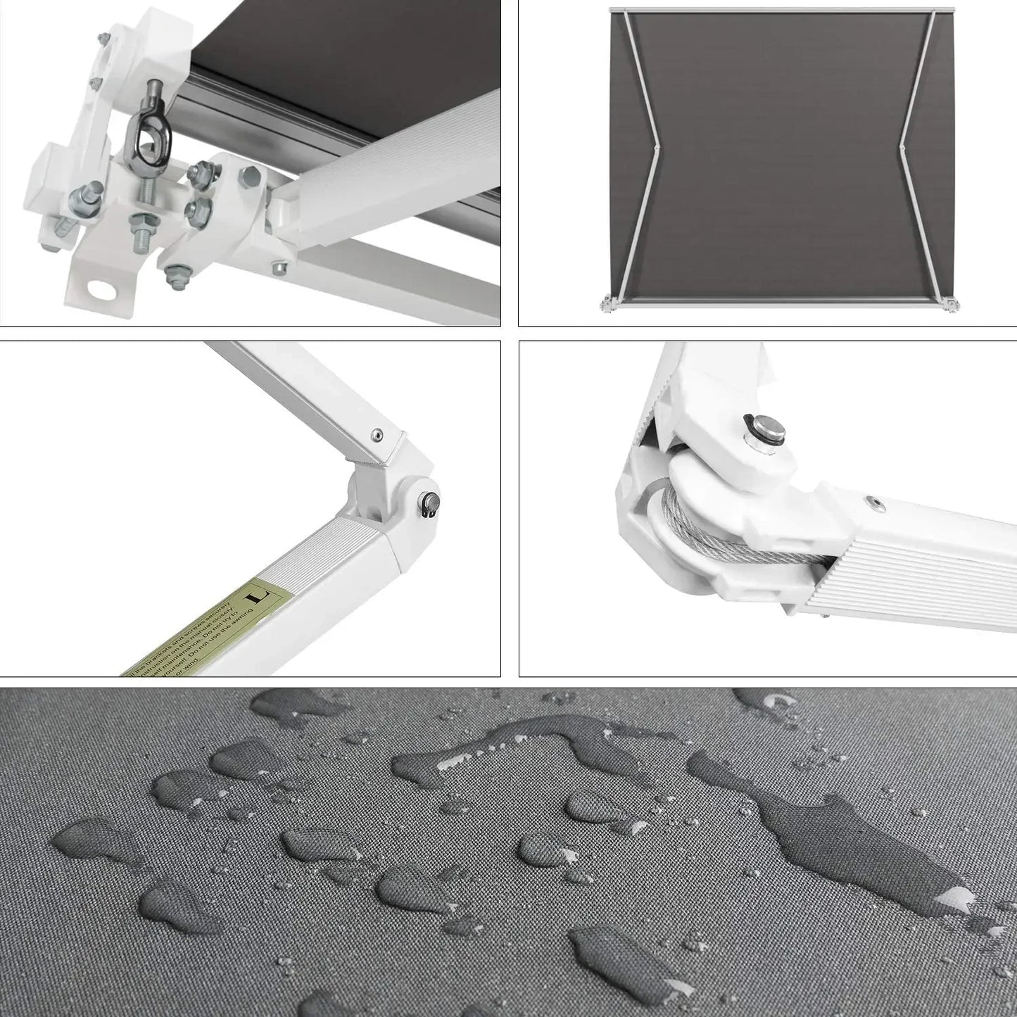 Uitschuifbare Zonwering - Luifel - Zonneluifel - Balkonluifel - Luifel Zonnescherm - Klemluifel - 300 x 250cm - Handmatig Opvouwbaar – UV50+ Bescherming voor Ramen, Deuren & Balkons - Grijs - QUORE