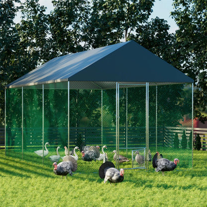 Kippenren – Buitenren – Pluimveerun – Kippenhok – Waterafstotend – Stevig IJzeren Frame - L - QUORE