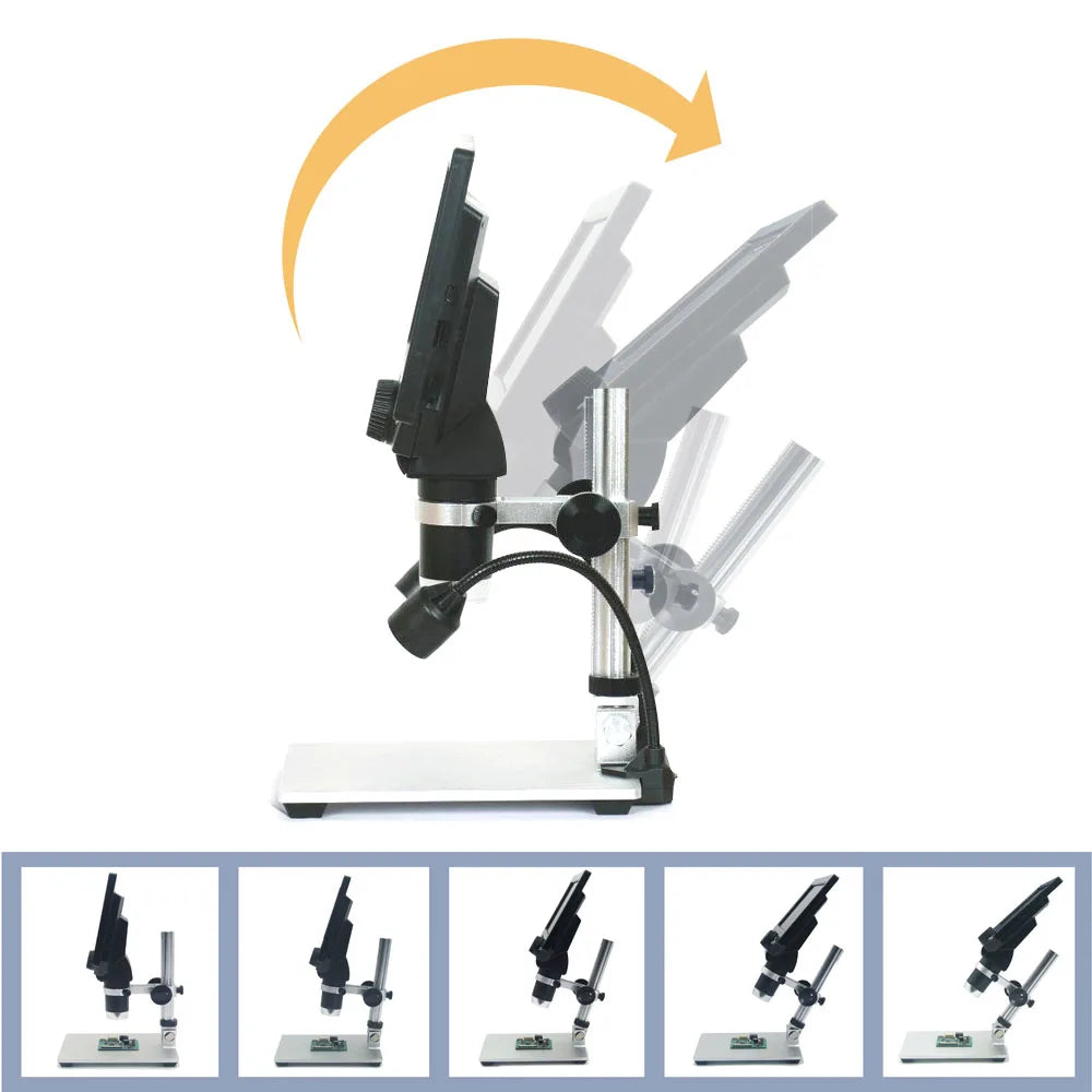 Kkmoon - Digitale microscoop - Soldeermicroscoop - 7 inch groot kleurenscherm - Grote basis - 12 MP - 1200X continue versterkingsloep - Zwart