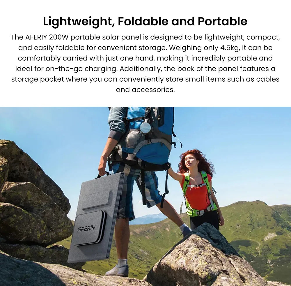 AFERIY ‎AF-S200A1 200W Portable Foldable Solar Panel, 23% Energy Conversion Rate, Adjustable Kickstand, Lightweight, Foldable