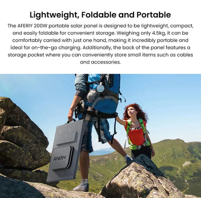 AFERIY ‎AF-S200A1 200W Portable Foldable Solar Panel, 23% Energy Conversion Rate, Adjustable Kickstand, Lightweight, Foldable