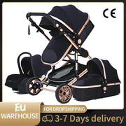 Kinderwagen - Buggy - Plooibuggy - Buggy 3 in 1 Kinderwagen - Inklapbare Kinderwagen - Aluminium Frame - Hoogbouwwagen - voor Pasgeboren Babyboomer - Grijs