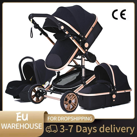 Kinderwagen - Buggy - Plooibuggy - Buggy 3 in 1 Kinderwagen - Inklapbare Kinderwagen - Aluminium Frame - Hoogbouwwagen - voor Pasgeboren Babyboomer - Grijs